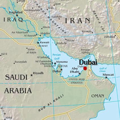 map of dubai and surrounding countries.